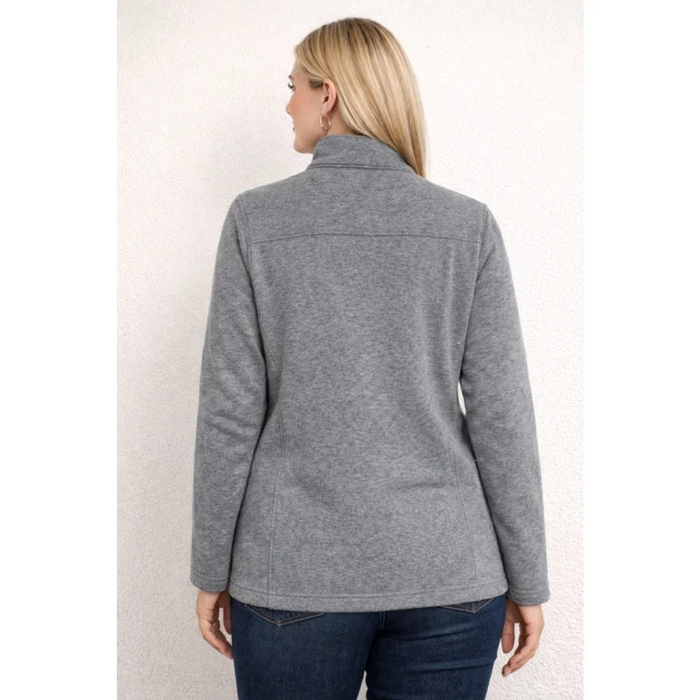 Quacker Factory Gray Rhinestone Zip Jacket Women’s Large Sparkle Sweatshirt - Picture 5 of 8